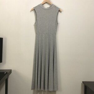 Fit & Flare Grey Tie and Keyhole Neck Rayon Dress